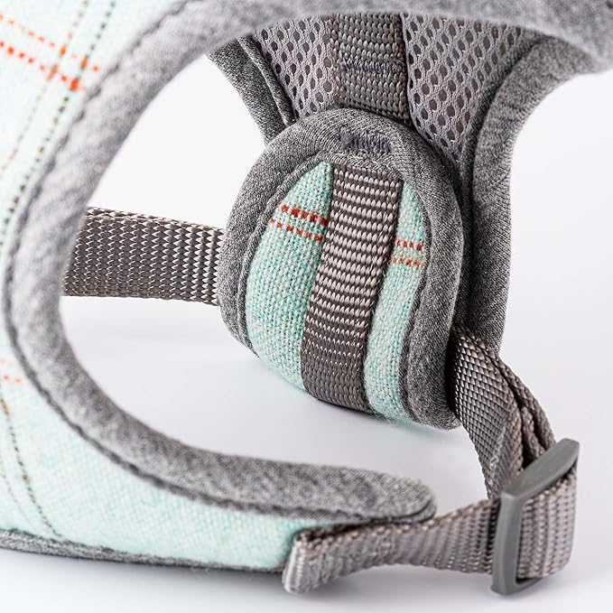 HUGO & HUDSON Dog Harness, No-Pull Anti Choke Tweed Harness Vest, Aqua Checkered, L