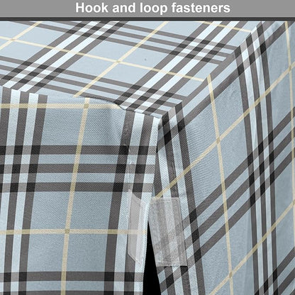Lunarable Plaid Dog Crate Cover, Traditional Vintage Pattern with Modern Look Checkered Pastel Colored, Easy to Use Pet Kennel Cover for Medium Large Dogs, 42 Inch, Pale Blue Dimgray Cream