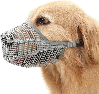 Crazy Felix Dog Muzzle, Soft Mesh Muzzle for Small Medium Large Dogs Labrador German Shepherd, Breathable Adjustable Muzzles for Biting, Chewing, and Scavenging, Allows Panting and Drinking(Grey, XL)