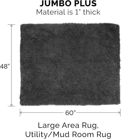 Furhaven 60" x 48" Highly Absorbent Dog Door Mat for Muddy Paws, 100% Washable, Perfect for Entryway, Kitchen, & Bathroom Use - Chenille Shammy Rug - Charcoal (Gray), Jumbo Plus/XXXL