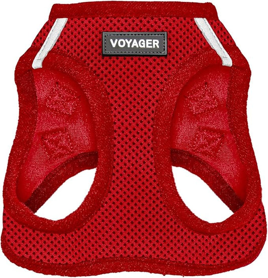 Voyager Step-in Air Dog Harness - All Weather Mesh, Reflective, No Pull Harness for Small, Medium Dogs, Cats - Secure with Hook & Loop Fastener, Buckle, Double D-Rings - Red, XS