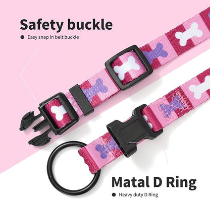 Mile High Life Dog Collar | Nylon Puppy Collars w Cute Patterns | Lightweight Girl Dog Collar | Boy Dog Collar for Small/Medium/Large Dogs (Purple Bone, Medium)