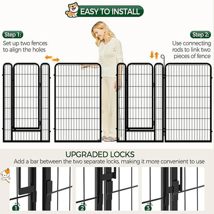 Yaheetech Dog Playpen Outdoor, 47 inch 32 Panels Dog Pen Indoor Heavy Duty Puppy Exercise Pen Metal Pet Fence for RV Camping/Yard/Garden