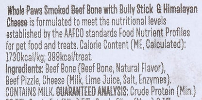 Whole Paws, Smoked Beef Bone with Bully Stick & Himalayan Cheese, Medium (for Dogs 35 lbs & Under), 4.6 Ounce (Pack of 5)