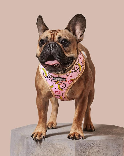 Ruffhaus NYC Pink Sprinkles Reversible Dog Harness, Ice Cream Waffle Cone, Banana Split Printed No Pull Harness Puppy Gift Girl Dog Birthday & Gotcha Day X-Large