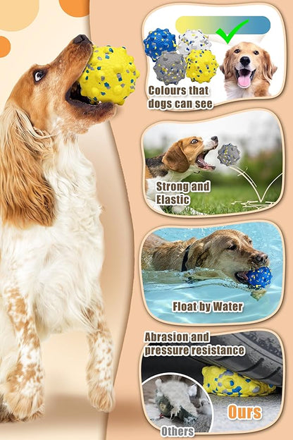 Upgrade Dog Balls for Aggressive Chewers, Indestructible Tennis Balls for Dogs, Durable Bouncy Dog Toy Balls, Interactive Dog Toys for Fetch Game, Lightweight Floating Dog Toys(4Pcs Large)