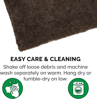 Furhaven 60" x 30" Highly Absorbent Runner Door Mat for Muddy Paws, 100% Washable, Perfect for Entryway, Kitchen, & Bathroom Use - Chenille Shammy Rug - Mud (Brown), Runner/XXL