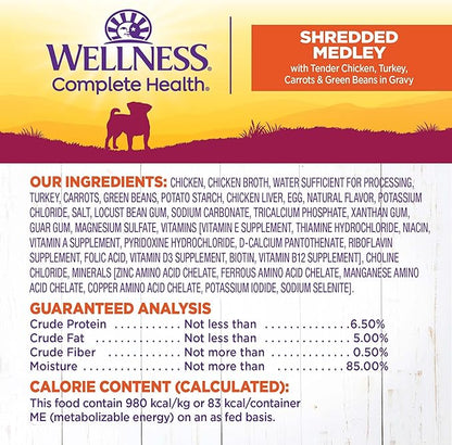 Wellness Petite Entrées Shredded Medley With Tender Chicken, Turkey, Carrots & Green Beans, 3-Ounce Cup (Pack of 12)