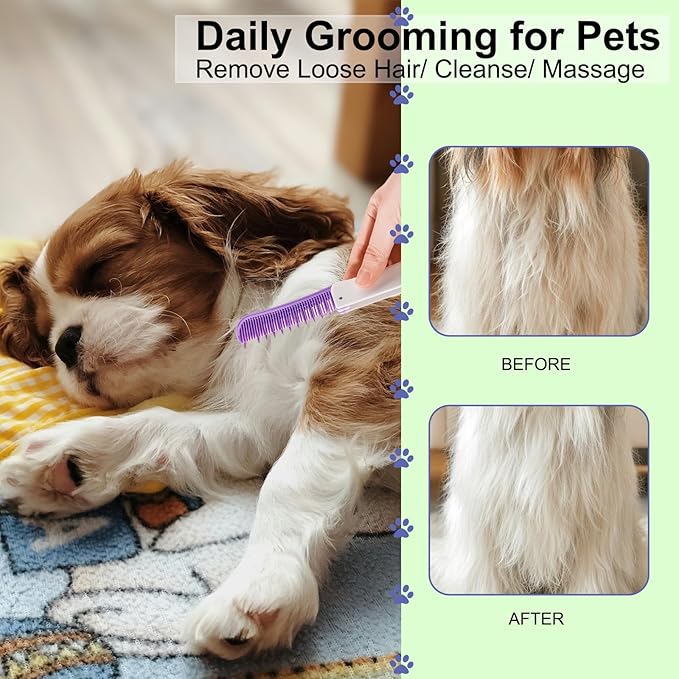 Foldable Dual-Head Puppy Brush, Small Dogs Interchangeable Combs Soft Bristles Portable Grooming Tool, Fit for Yorkie Shih Tzu Maltipoo Maltese (Green)