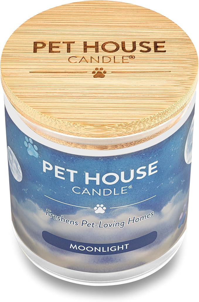 One Fur All Pet House Candle Plant-Based/Soy Candle - Clean Burning Scented Candles, Long Lasting Pet Odor Candle for Home - Moonlight