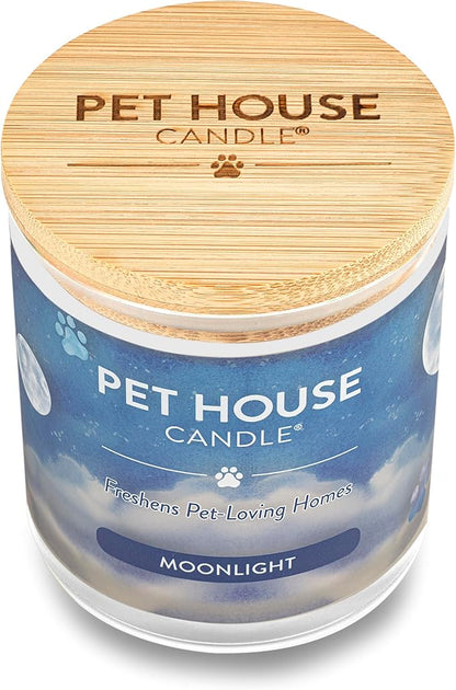 One Fur All Pet House Candle Plant-Based/Soy Candle - Clean Burning Scented Candles, Long Lasting Pet Odor Candle for Home - Moonlight