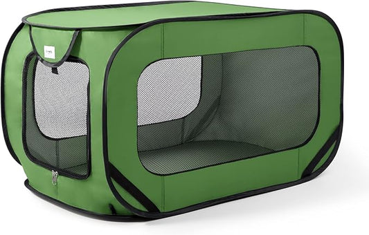 Love's cabin Pop Up Kennel, Indoor Outdoor Crate for Dog Pets, Portable Car Seat Kennel, Cat Bed Collection, Green, 36in Large