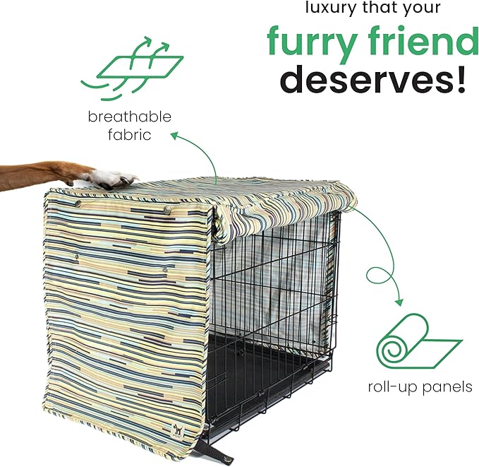 Molly Mutt I Don't Like Mondays Dog Crate Cover, 100% Cotton Canvas Cover with 2 Roll-Up Panels, Ideal for Dog or Cat Crate, Durable, Washable, and Free of Harmful Chemicals, 30" x 21" x 24"