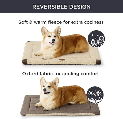 Bedsure Washable Dog Bed for Large Dog, Reversible Foam Floor Dog Mat, Lightweight Travel Flat Pet Beds for Indoor & Outdoor Dogs (44" x 32", Beige)