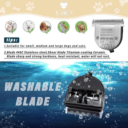 Detachable Adjustable Pet Dog Grooming Clipper 5-in-1 Wide Blade (for Medium and Large Pets)