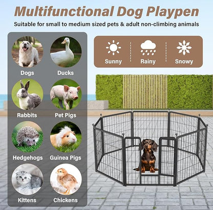 HealSmart Dog Playpen Indoor, Puppy Playpen Indoor for Yard, Camping, 24" Height 8 Panels Heavy Duty Dog Pen for Puppies/Small Dogs, Black