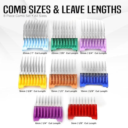 Pet Clipper Comb Set – Stainless Steel Attachments for 5-in-1 Detachable Blades – Guide Combs for Dog & Cat Grooming – Not for A5 Style Clippers