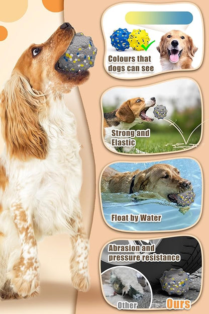 Upgrade Dog Balls for Aggressive Chewers, Indestructible Tennis Balls for Dogs, Durable Bouncy Dog Toy Balls, Interactive Dog Toys for Fetch Game, Lightweight Floating Dog Toys (4Pcs Small Size)