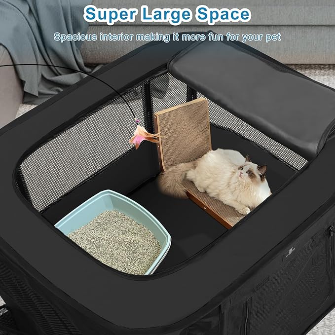X-ZONE PET Dog Playpen, Puppy Cat Play Pen Portable Foldable Indoor/Outdoor Tent Crate Cage, Portable Pet Crate Small Size Black 30''