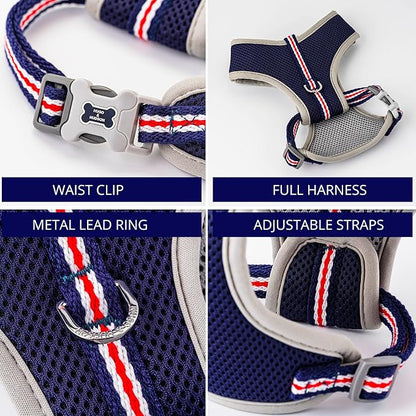 HUGO & HUDSON Dog Harness No-Pull Pet Harness Adjustable Quick Dry Mesh Padded Vest, Navy, XS