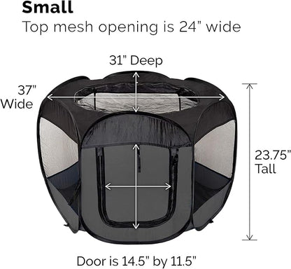 Furhaven Portable Dog Playpen Cat Tent, Pet playground/kennel foldable indoor outdoor zippered puppy crate - Gray, Small