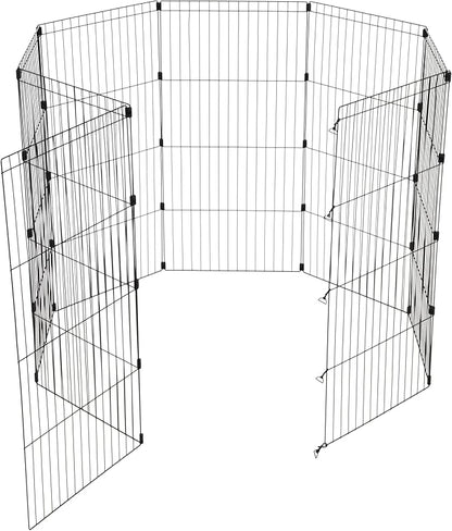 IRIS USA Metal Dog Playpen, 8-Panel 48" Pet Playpen, Puppy Playpen, Indoor/Outdoor Dog Fence, 58 x 58 x 48, Foldable, Customizable, Black