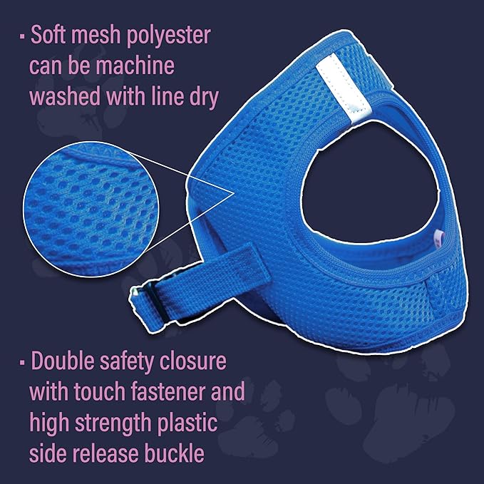 Doggie Design Dog Harness - No Choke Dog Harness, Dog Vest, Mesh Polyester, Pet Harness, Simple Step in Design, Harness for Dog - Cobalt Blue, 3XL