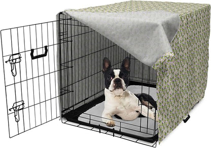 Lunarable Fantasy Dog Crate Cover, Green Dinosaurs Pattern Speech Bubbles Archeology Animal, Easy to Use Pet Kennel Cover for Small Dogs Puppies Kittens, 22 Inch, Lilac Violet Green