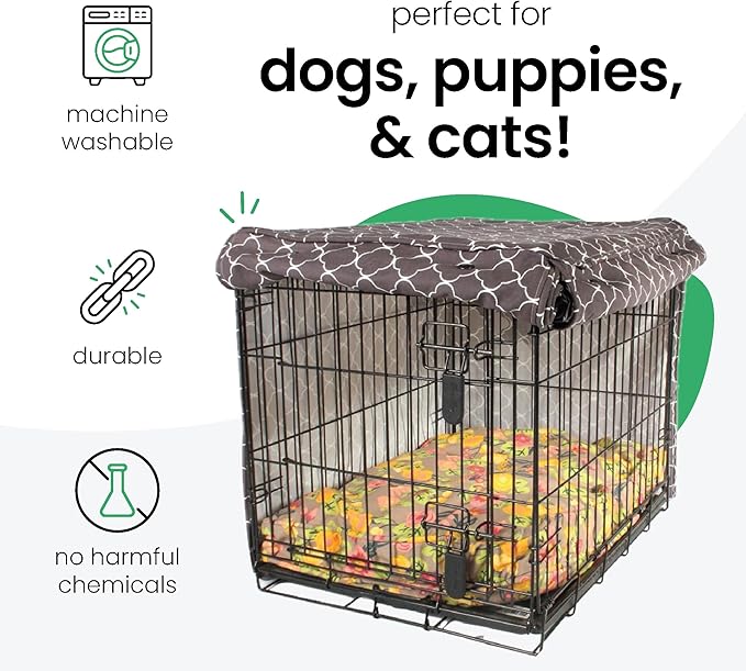 Molly Mutt Clark Gable Dog Crate Cover, 100% Cotton Canvas Cover with 2 Roll-Up Panels, Ideal for Dog or Cat Crate, Durable, Washable, and Free of Harmful Chemicals, 24" x 18" x 21"