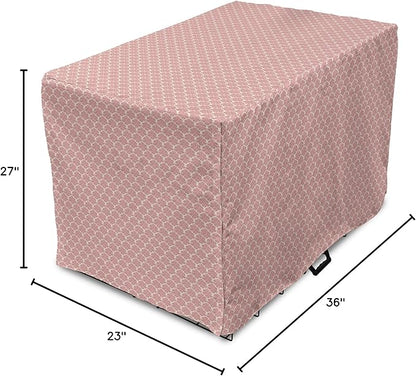 Lunarable Damask Dog Crate Cover, Victorian Ornate Feminine Pattern Old Fashioned Repeated Curly Floral Leaves, Easy to Use Pet Kennel Cover for Medium Large Dogs, 36 Inch, Beige Rose
