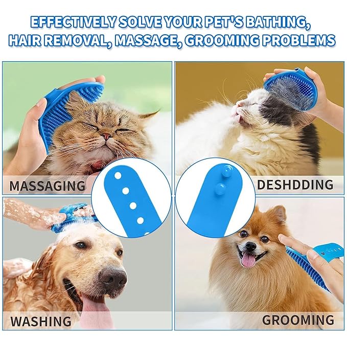 Dog Bath Brush Scrubber Pet Bath Brush Puppy Dog Soap Scrubber for Short Long Haired Dogs and Cats Grooming Cleaning