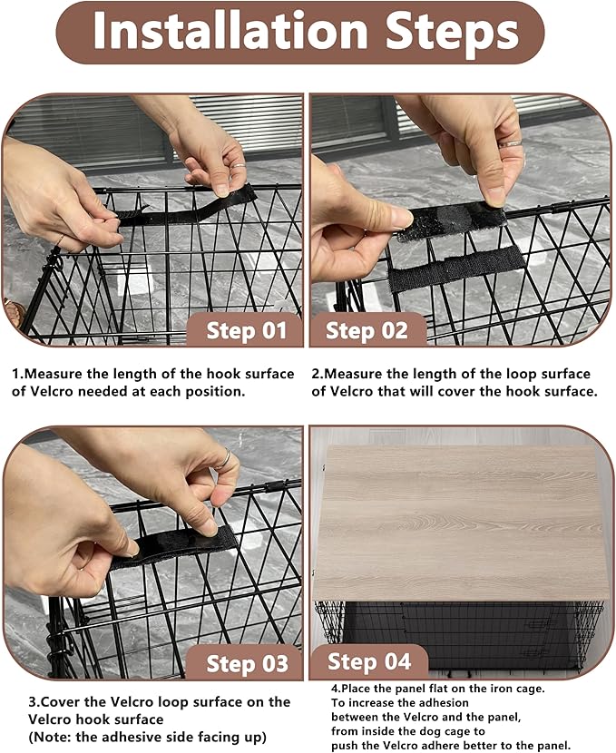 Piskyet Dog Crate Topper Wood Countertop for 48 42 36 30 24 inch Dog Cage, Dog Crate Cover,Dog Kennel Topper(Crate Not Include) (Grey, for 24 Inch Crate)