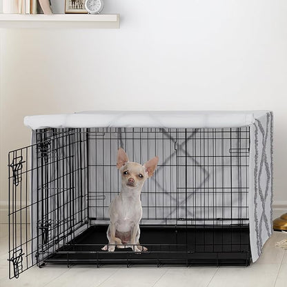 Sweet Jojo Designs 24in. Small Dog Crate Cover (Grey Boho Modern Tuft) Pet Cage, Kennel Covers (Bohemian, Farmhouse, Shabby Chic, Designer, Neutral, Elegant, Minimalist, Gray and White Tufted Cotton)