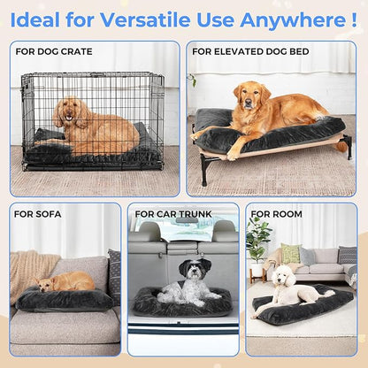 OhGeni Comfort Fluffy Dog Bed with Removable Washable Cover & Waterproof Lining, Light Chew & Scratch Resistant, Non-Slip Soft Crate Bed for Large, Medium, Small Size Dogs, 41in(Gray)