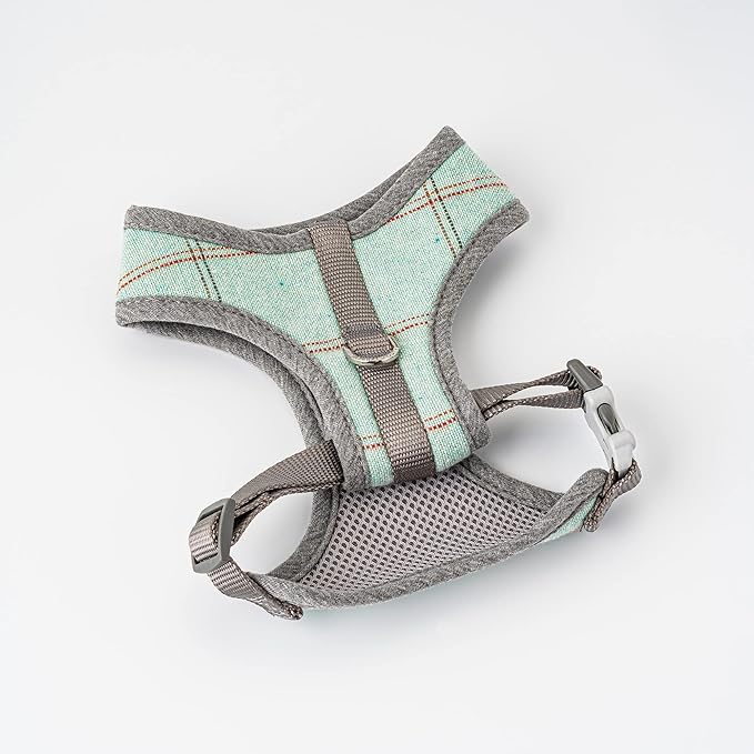 HUGO & HUDSON Dog Harness, No-Pull Anti Choke Tweed Harness Vest, Aqua Checkered, L