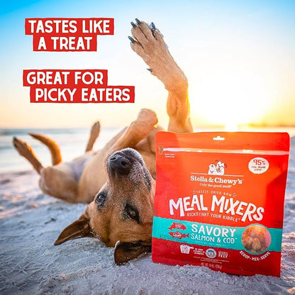 Stella & Chewy's Freeze Dried Raw Savory Salmon & Cod Meal Mixer – Dog Food Topper for Small & Large Breeds – Grain Free, Protein Rich Recipe – 8 oz Bag