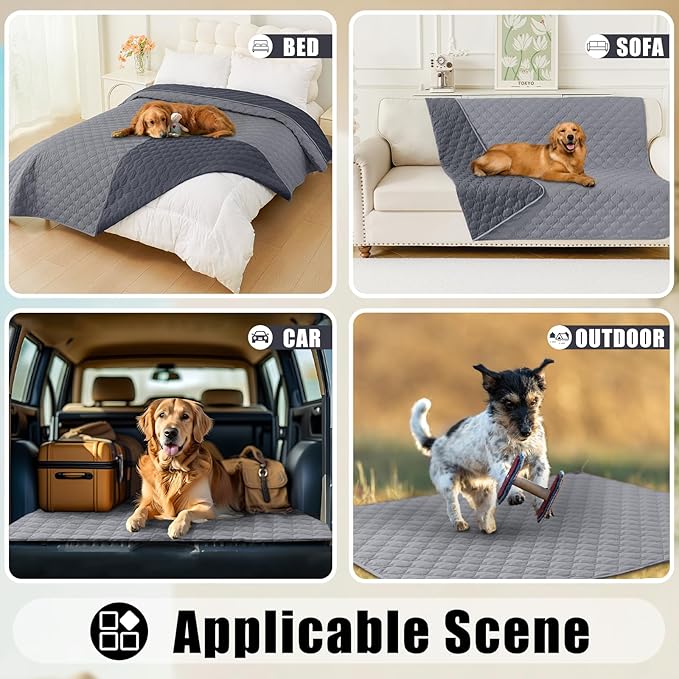 Smiry Waterproof Dog Bed Blanket, Soft Dog Bed Cover Pet Blanket, Reversible Couch Cover for Dogs Washable, Pet Couch Covers for Sofa Furniture Protector for Puppy Cat (30x70 Inch, Grey/Dark Grey)