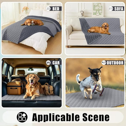 Smiry Waterproof Dog Bed Blanket, Soft Dog Bed Cover Pet Blanket, Reversible Couch Cover for Dogs Washable, Pet Couch Covers for Sofa Furniture Protector for Puppy Cat (30x70 Inch, Grey/Dark Grey)