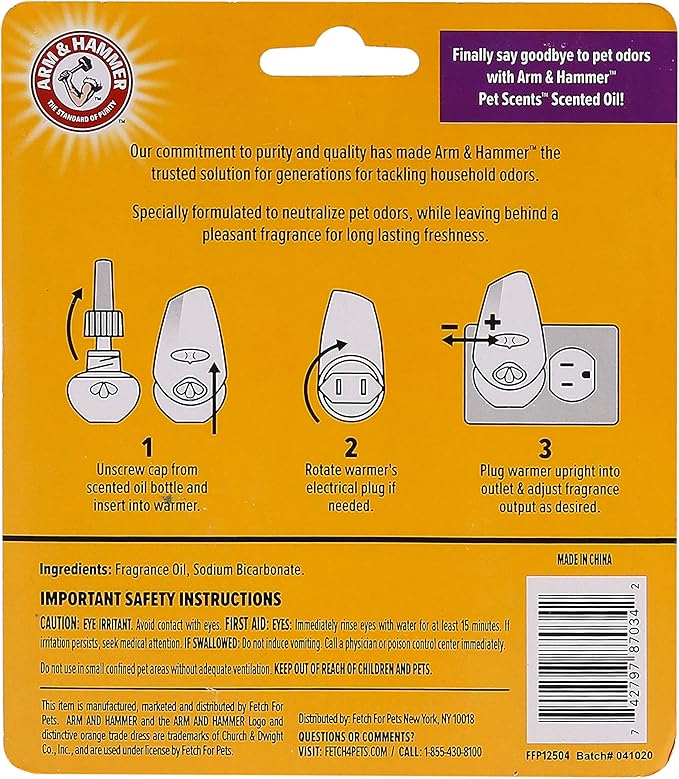 Arm & Hammer For Pets Scents Plug-in Scented Oil Refills in Lavender Fields, 4-Pack | Home Deodorizer For Pet Smells | Room Deodorizer for Homes with Pets, 0.67 Fl Oz x 2