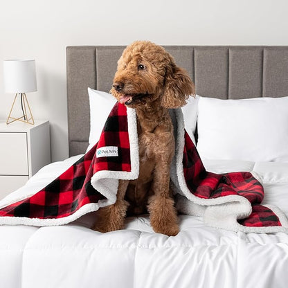 PetAmi WATERPROOF Dog Blanket for Medium Large Dog, Pet Puppy Blanket Couch Cover Protection, Fleece Cat Blanket Washable Throw, Couch Sofa Bed Furniture Protector Reversible Soft 60x40 Checker Red