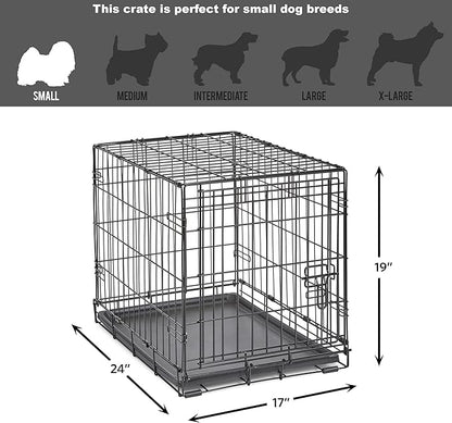 New World Newly Enhanced Single Door New World Dog Crate, Includes Leak-Proof Pan, Floor Protecting Feet, & New Patented Features, 24 Inch