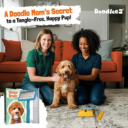 Slicker Brush for Dogs - Doodle Brush - Goldendoodles Labradoodles Bernedoodles - Goldendoodle Must Haves - Poodle Comb and Cases Included - Medium - Teal
