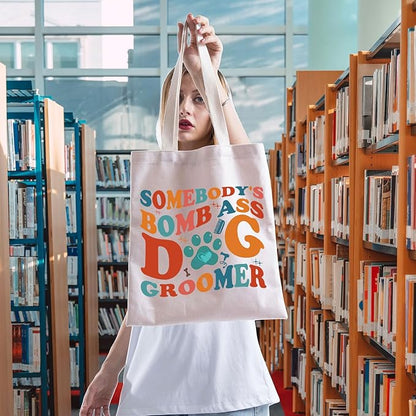 FOTAP Dog Groomer Tote Bag - Somebody's Bomb As Dog Stylist Gift Appreciation
