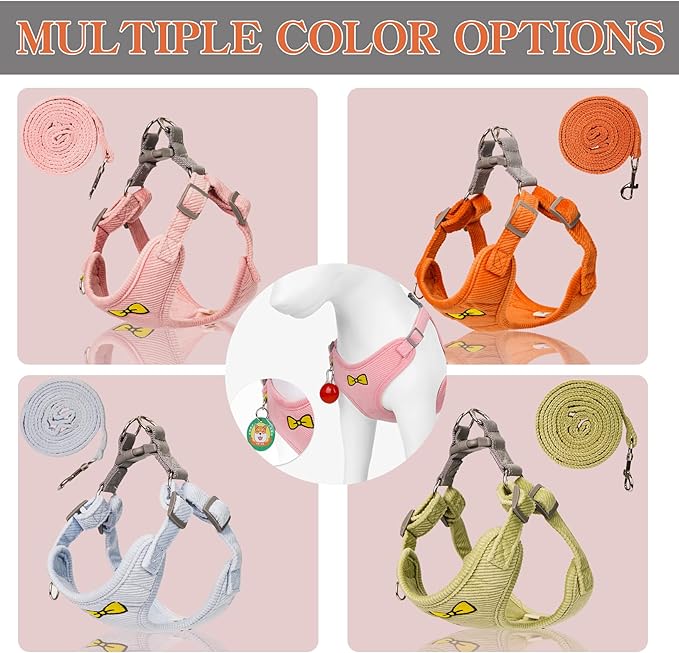No Pull Dog Harness with Leash Pet Soft Vest Harness and Leash Set Dog Cat No Choke Escape Proof Harness Reflective Step in Harness for Small Medium Dogs Cats(Orange, Large)