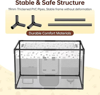 Portable Cat Playpen, Pet Dog Playpen, Kitten Puppy Play Pen for Indoor/Outdoor, Collapsible Cats Cages Enclosed Tent with Carrying Case, PVC Pipe Frame, 600D Oxford, 39" x 24" x 22"