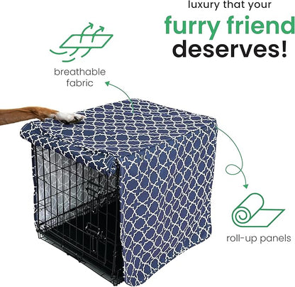 Molly Mutt Romeo & Juliet Dog Crate Cover, 100% Cotton Canvas Cover with 2 Roll-Up Panels, Ideal for Dog or Cat Crate, Durable, Washable, and Free of Harmful Chemicals, 42" x 28" x 31"