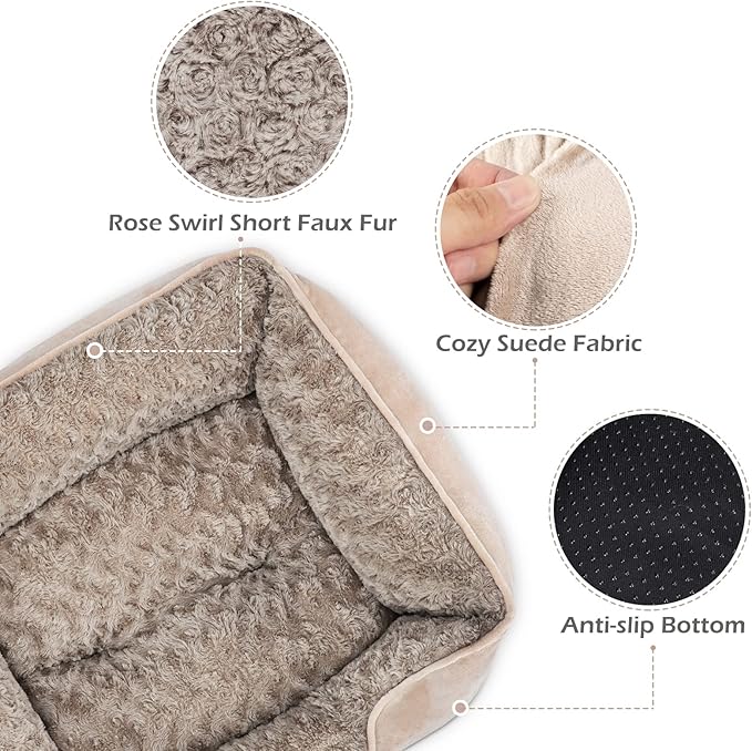 INVENHO Medium Dog Bed for Large Medium Small Dogs Rectangle Washable Dog Bed, Orthopedic Dog Bed, Soft Calming Sleeping Puppy Bed Durable Pet Cuddler with Anti-Slip Bottom M(25"x21"x8")