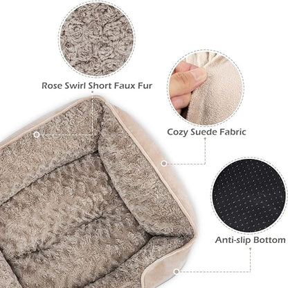 INVENHO Medium Dog Bed for Large Medium Small Dogs Rectangle Washable Dog Bed, Orthopedic Dog Bed, Soft Calming Sleeping Puppy Bed Durable Pet Cuddler with Anti-Slip Bottom M(25"x21"x8")