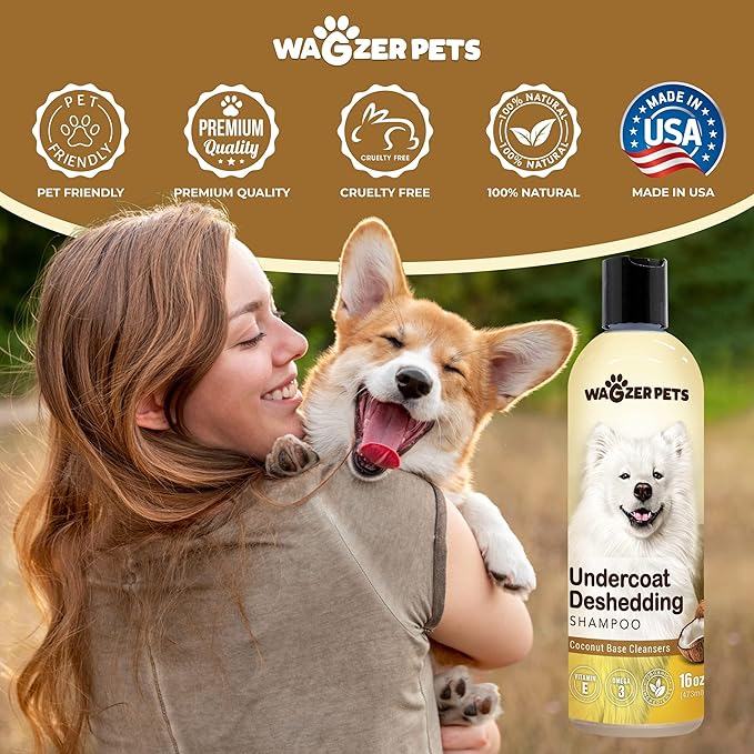Deshedding Dog Shampoo | Infused with Coconut Oil for Dogs and Omega 3 and 6 Fatty Acids for Sensitive Itchy Skin and Shedding Control | Neutralizes Odor and Nourishes Coat | 16 oz