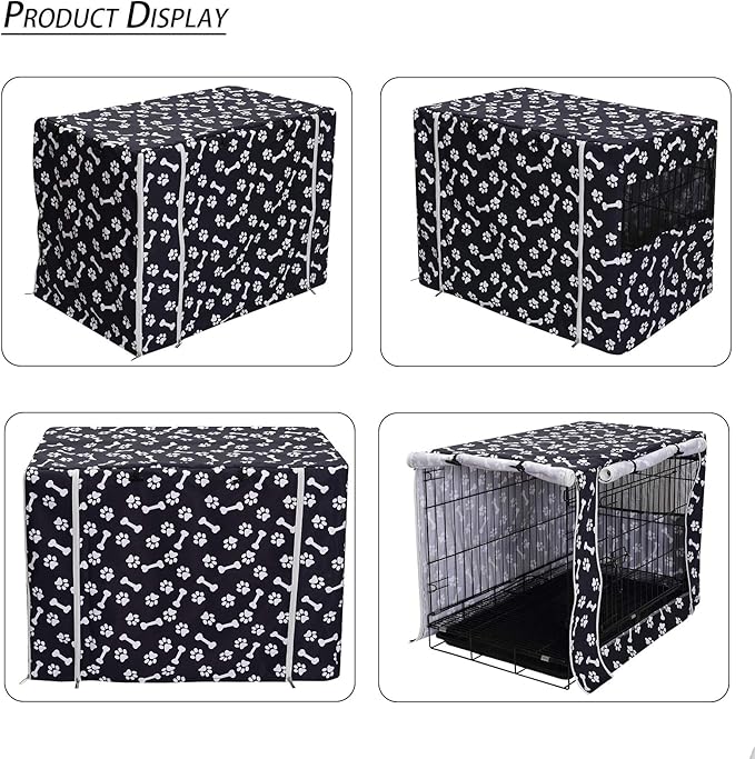 Geyecete Large Dog Crate Covers Fits 24inch-48inch Dog Crates for Small Medium Large Dogs Dog Crate Bed Dog Crate with Cover - Cover only(Crate Not Included)-Black-42